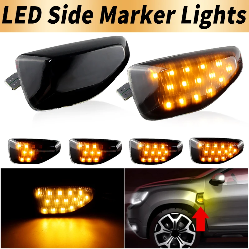 2PCS LED Side Marker Lights Canbus ​For Renault Sandero Stepway 2014-2020 Dacia Duster 2017-22 Turn Signal Lamps Car Accessories