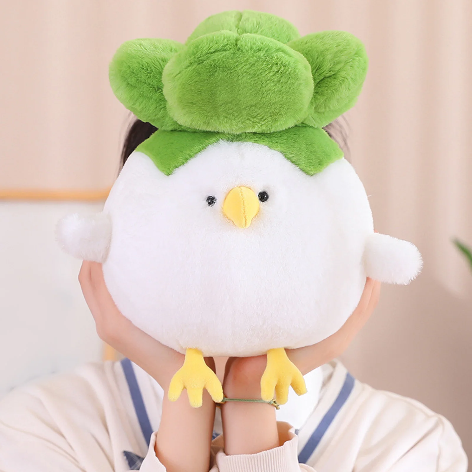 ZK20 Cartoon Plush Doll Soft Cute Decorative Cabbage Bird Shape Stuffed Doll Pillow for Kids Adults