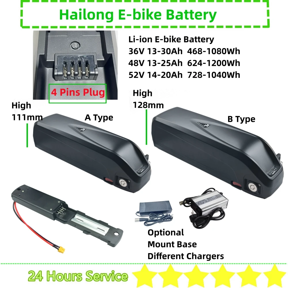 Hailong 1-2 Max G80 HL 48V 13Ah 14Ah 15.6Ah 17.5Ah 20Ah 25Ah 30Ah 36V 52V BBS01 BBS02 BBSHD TSDZ2 TSDZ2B Li-ion E-bike Battery