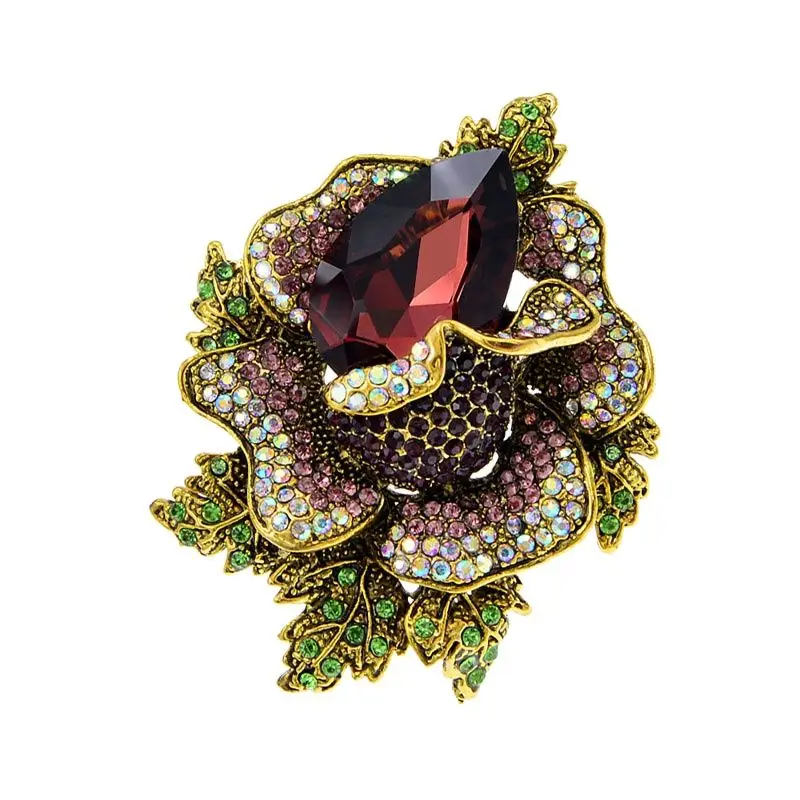 CINDY XIANG Rhinestone Large Flower Brooches For Women Winter Design Coat Pin Fashion Accessories