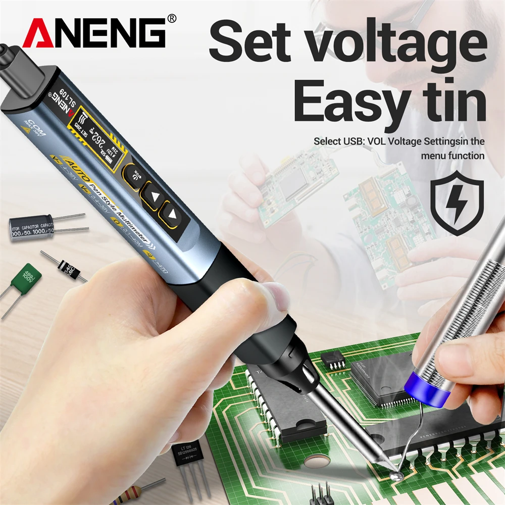 プロ仕様75w調整可能はんだごてステーション-aneng-sl109-溶接リワークキット-ヒートペンシル修理ツール付き