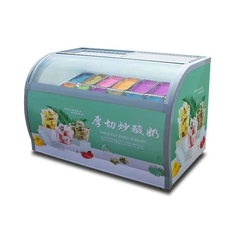 

Fried yogurt display cabinet Commercial ice cream frozen display cabinet Barrel hard ice cream popsicle stick ice cream cabinet