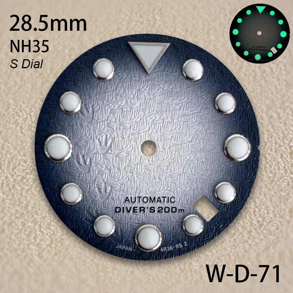 Quadrante con logo S da 28,5 mm adatto per movimento NH35/NH36 Impronta 3D luminosa verde Quadrante alto Orologi di qualità Accessori modificati