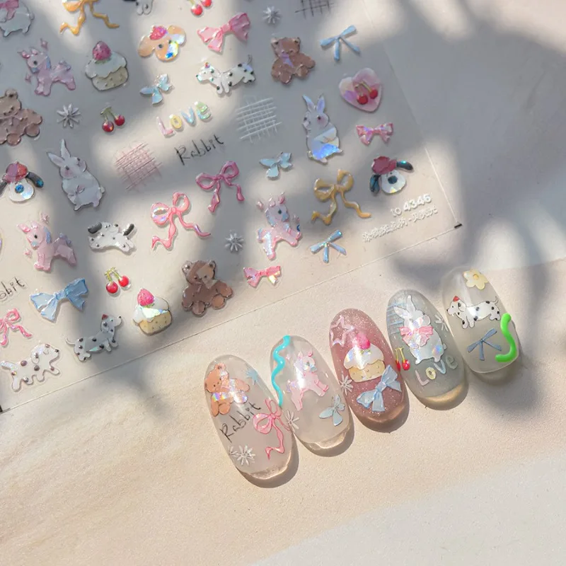 Colorful Shell Light Manicure Stickers Popular Children's Manicure Nail Stickers Little Monster Eye Catching Cute Pink Graffiti