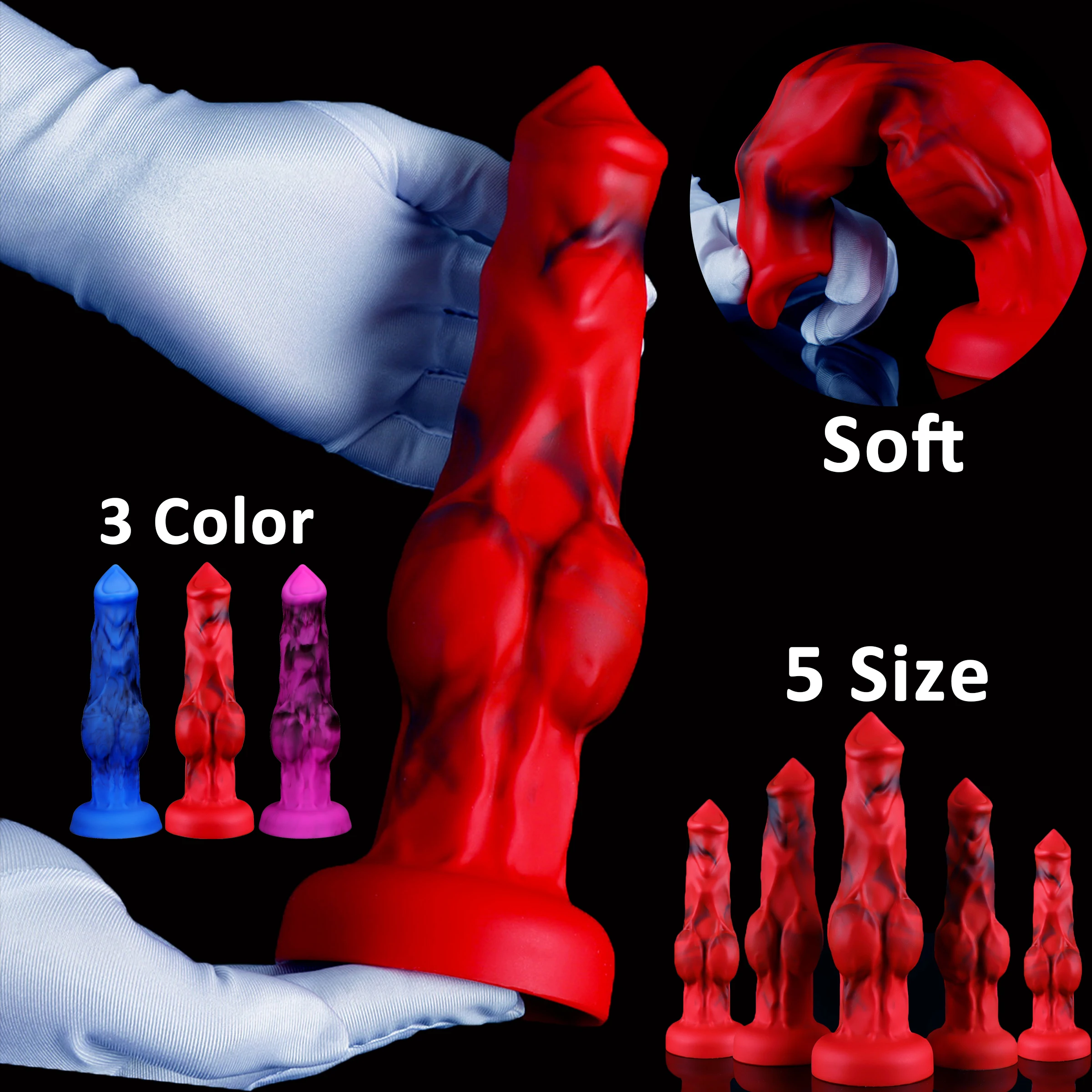 3 Color Realistic Wolf Animal Dildo Soft Silicone Huge Penis Suction Cup Fake Dick Man Female Masturbator Anal Butt Plug Sex Toy