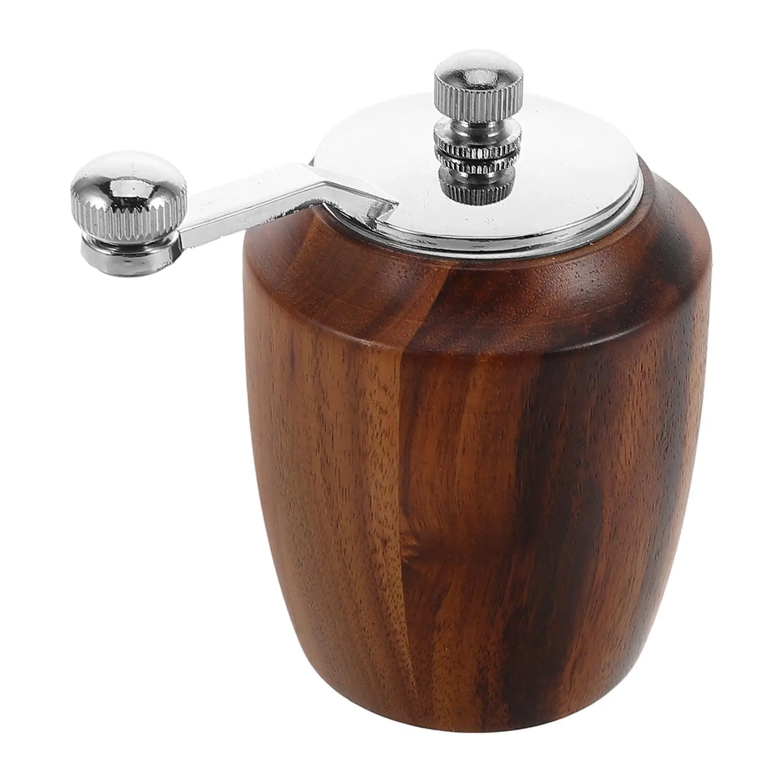 

Salt Pepper Grinder Wooden Round with Crank Handle Hand-operated Grinders Black
