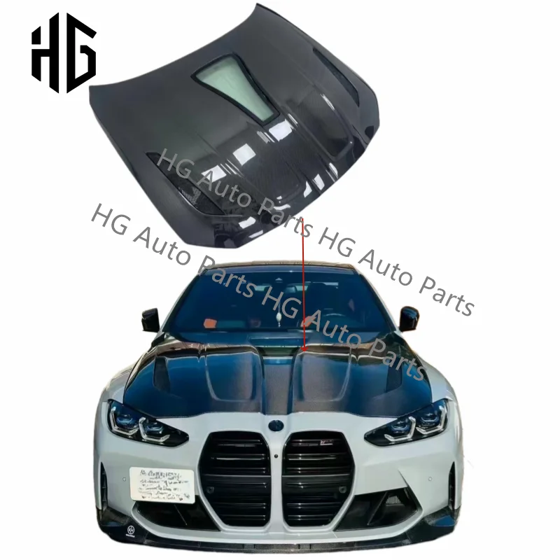 

High Quality Transparent IMP Style Real Carbon Fiber Car Hood For BMW M3 M4 G80 G82 Front Bumper Engine Hood Bonnet Vent Cover