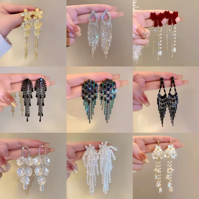 2026 Vintage Style Floral Pearl Tassel Drop Earrings For Women Elegant Luxury Long Dangle Earrings Ideal For High End Trendy Dai