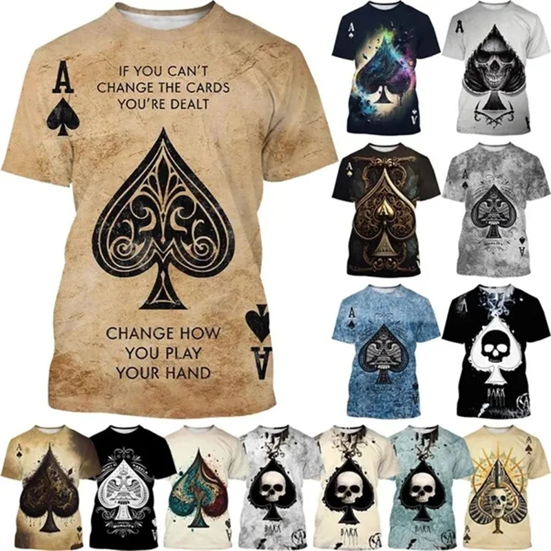 New Ace Of Spades 3D Printed Funny T-shirt Chess And Poker Pattern Men's And Women's Fashion O Neck Short-sleeved Casual Tops