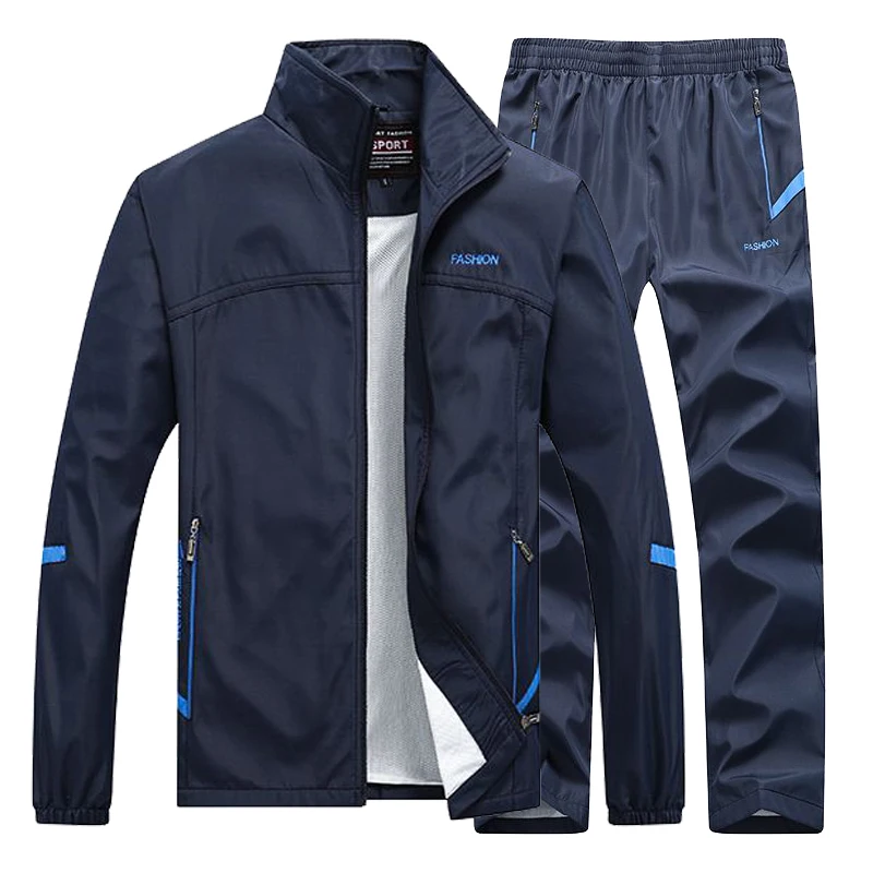 Conjunto de ropa deportiva para hombre, chándal de 2 piezas, chaqueta y pantalón, ropa de entrenamiento al aire libre, talla asiática, primavera y