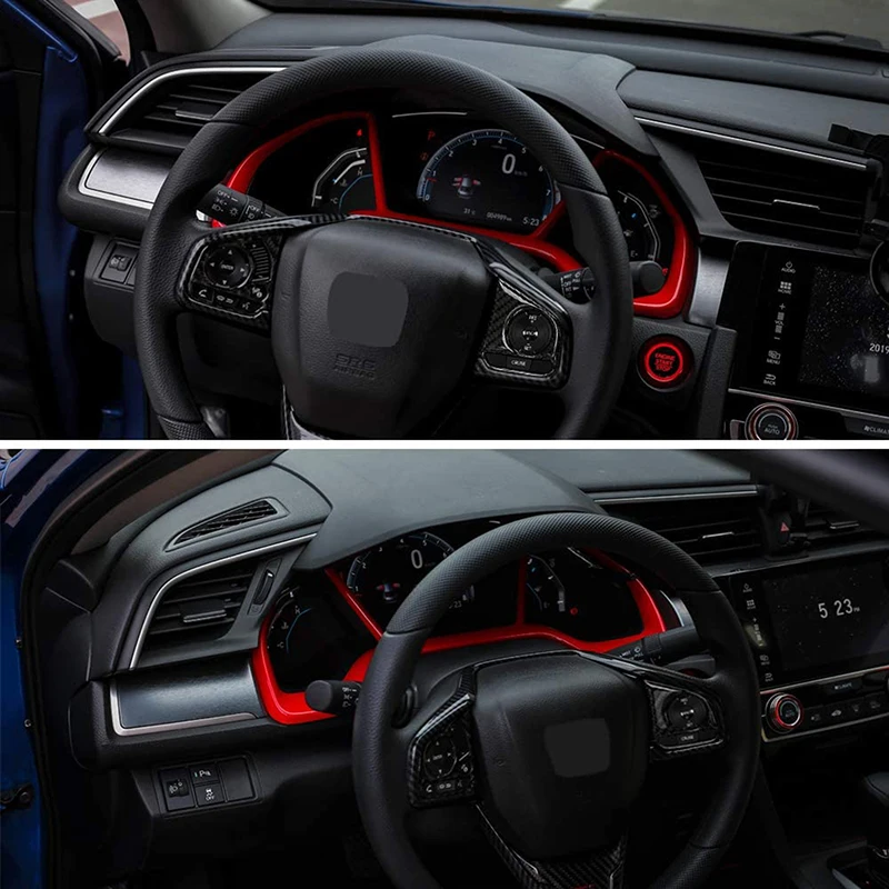 1x Instrument Panel Frame Cover Decoration Fit for Honda Civic 10th Gen 2016-2021 Dashboard Frame Cover Trim view 6