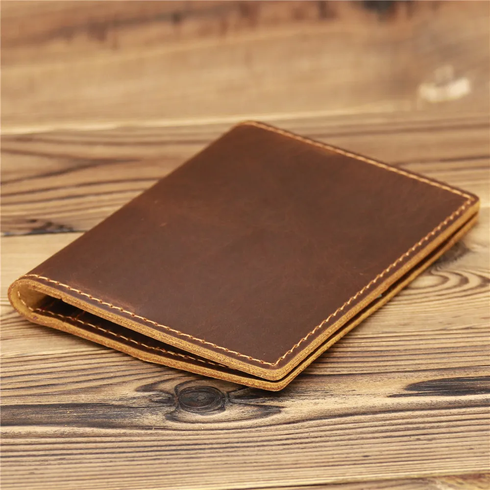 Vintage Genuine Leather Passport Case Men Travel Wallet Document Organizer Handmade Cow Leather Covers for Passports