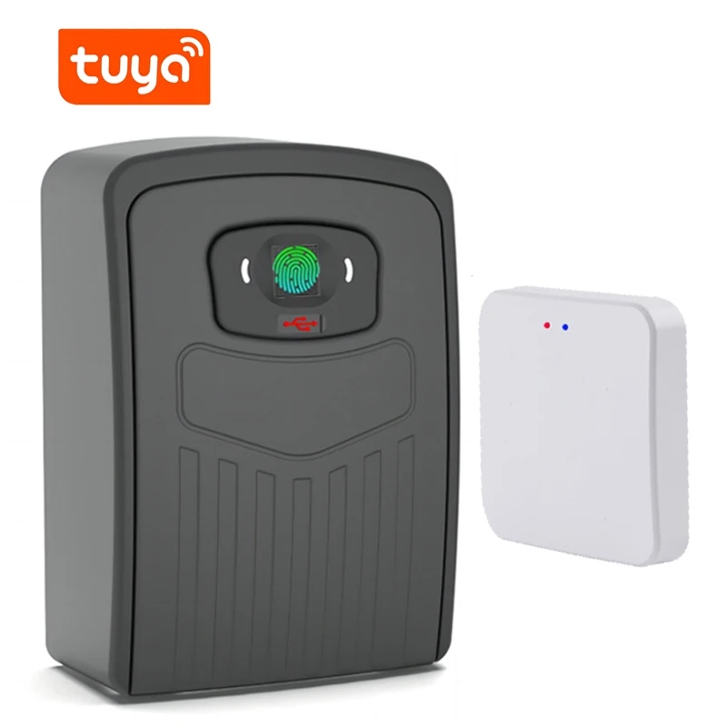 Remote Unlock Tuya Fingerprint Lock Box Bluetooth Key Storage Safe Box Wall Mounted Anti-theft Smart Life APP Included Hub