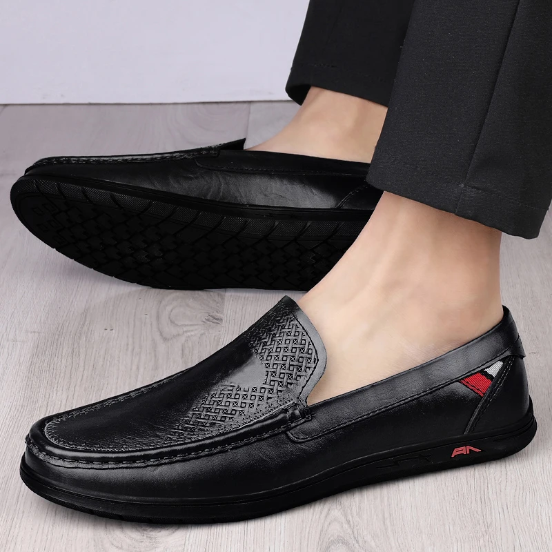 

Spring Classic Men Casual Leather Shoes Flats Fashion Business High-quality Loafers Luxury Dress Driving Shoes Male Moccasins