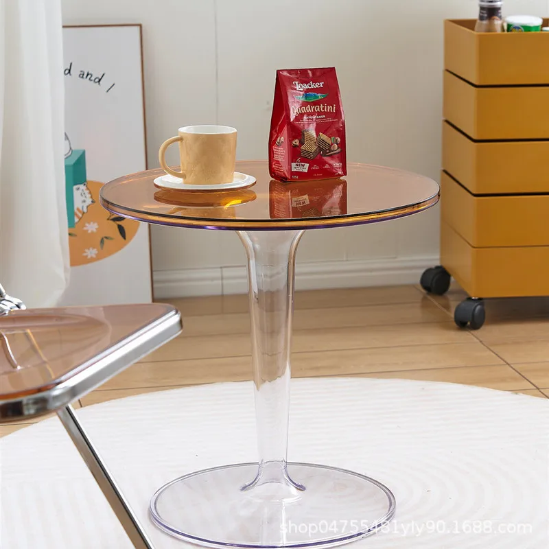 Nordic Simple Transparent Ins Small Coffee Table Round Acrylic Small Side Table Removable Plastic Coffee Table Small Round Table