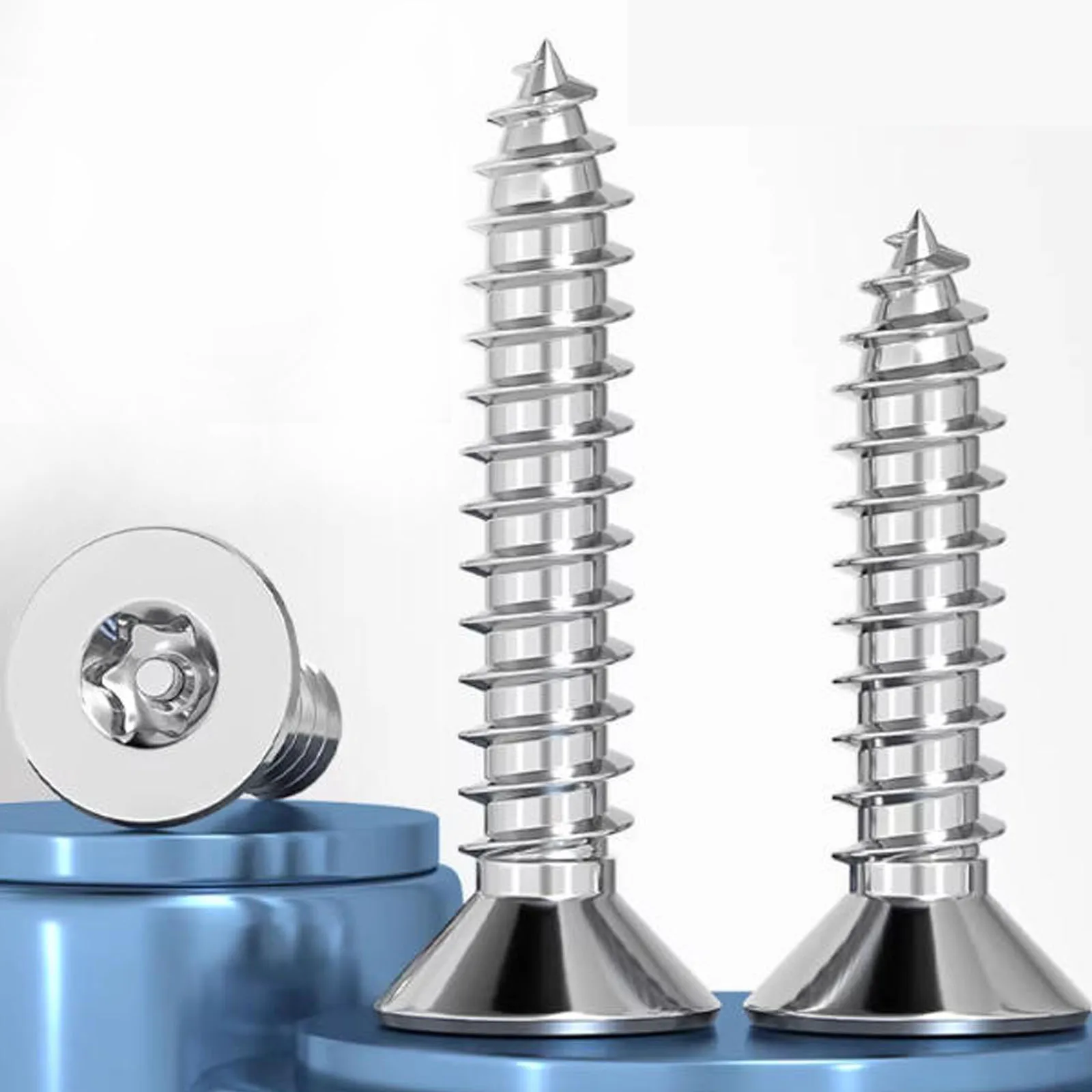 10/50pcs ST2.2 2.9 3.9-4.8 #6 304 Stainless Steel Six Lobe Torx Flat Countersunk Head with Pin Security Self-Tapping Wood Screws