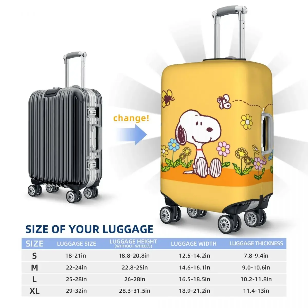 Custom Cute Cartoon Snoopy Luggage Cover Protector Funny Travel Suitcase Covers for 18-32 Inch