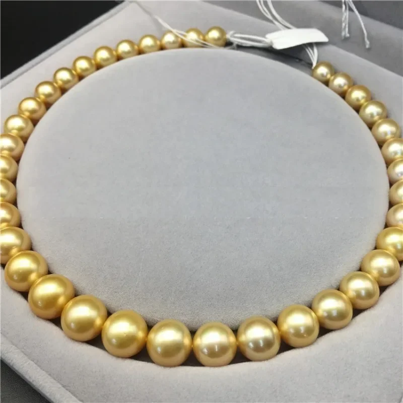 Elegant 11-12mm Genuine Sea Golden Pearl Near Round Fine Engagement Wedding Jewelry Pendnat Gifts 925 Sterling Silver