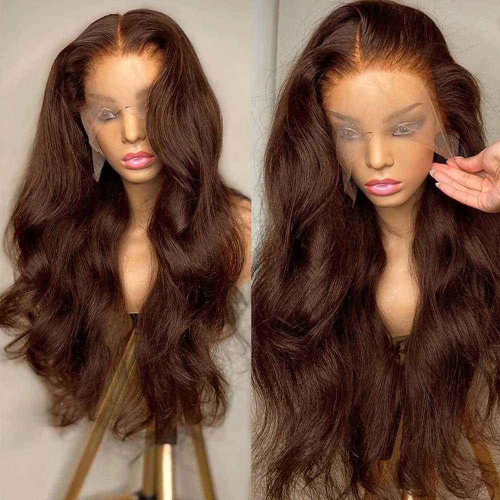 30 Inch Chocolate Brown Body Wave Lace Front Wigs 13x4 13x6 HD Lace Front Human Hair Wig Brazilian Colored Lace Frontal Wig