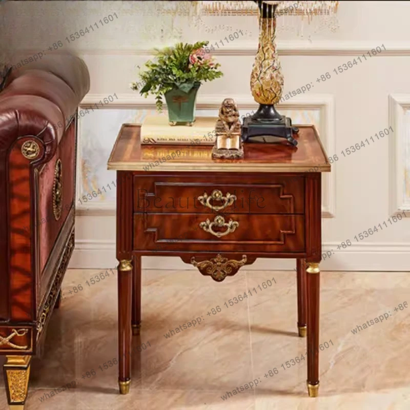English neo-classical corner table mahogany solid wood vintage sofa side table