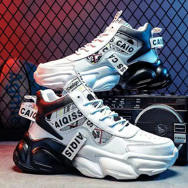 Spring New Men's Casual Thick Bottom Running Shoes Basketball Sports Sneakers for Middle School Students And Teenagers