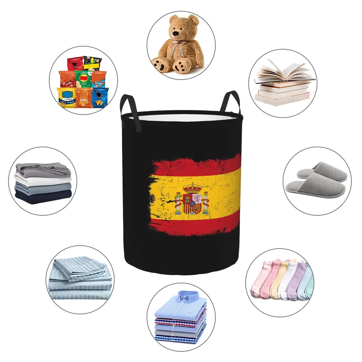Spain Country Flag Spain Tourist Flag Spain Team Flag Folding Laundry Baskets Dirty Clothes Sundries Storage Basket Home Hamper