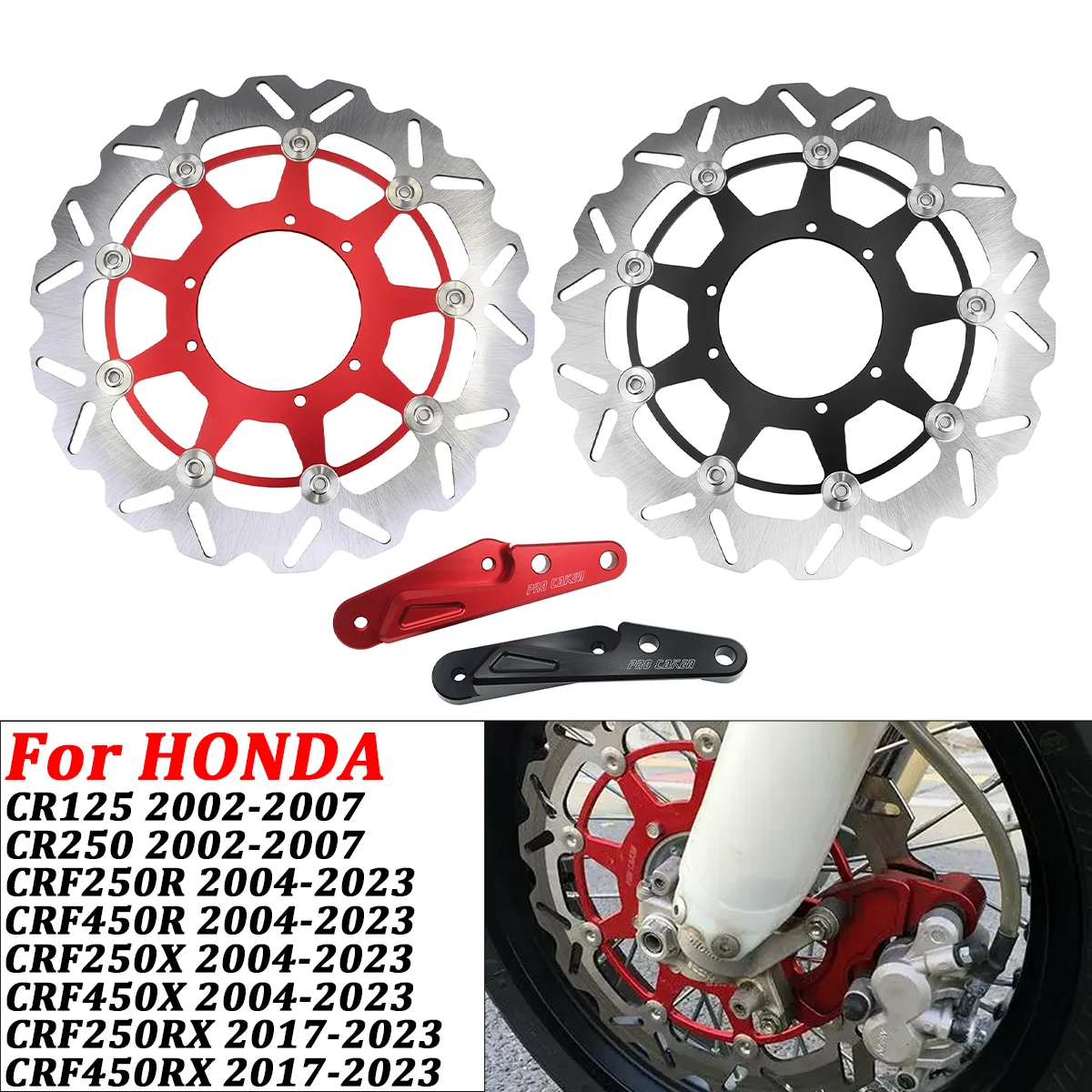 Motorcycle 320mm Rotor Disk Front Floating Brake Disc ForHonda CR125 CR250 CRF250R CRF450R CRF450R CRF250X CRF250RX CRF450RX Etc