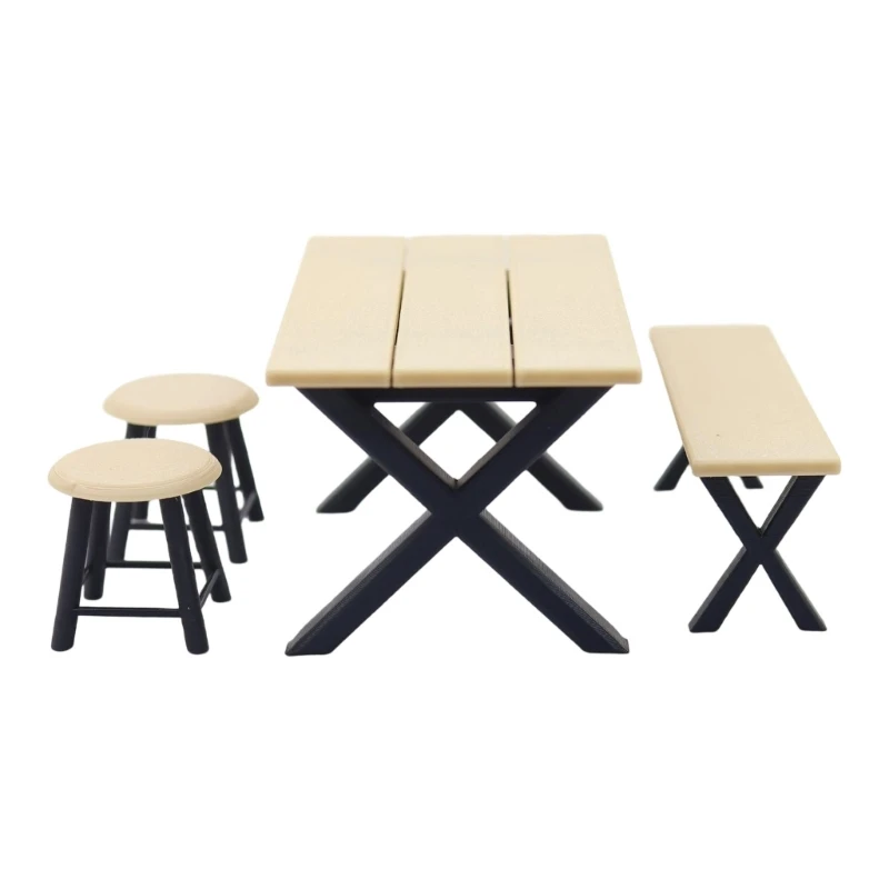 Realistic Camping Table and Chair Set 4PCS 1/12 Scale Dollhouses Decoration Outdoor Camping Scene Display Furniture