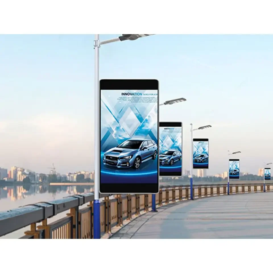 Putdoor Street Lighting Pole Led Display P4 P5 P6 Road Advertising Screen Billboard Solar Pole Light LED Displays Street Pole