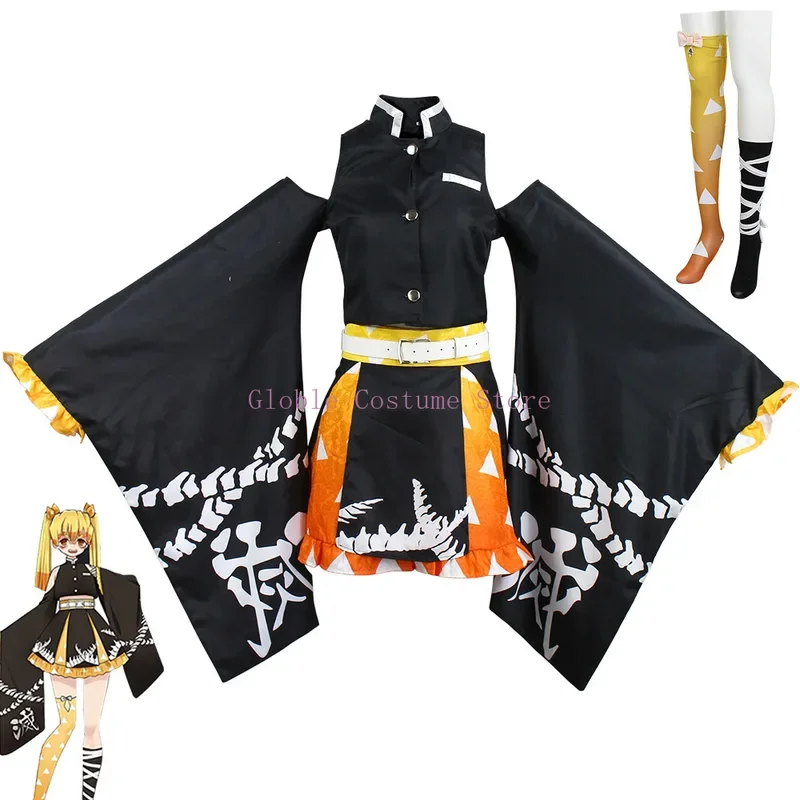 

Anime Kimetsu No Yaiba Agatsuma Zenitsu Costume Wig Women Lolita Dress Anime Cosplay Dress Costume