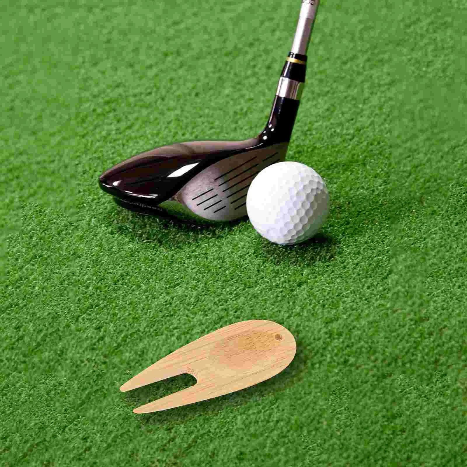 

Green Bamboo Fork Fairway Fixator Golfing Divot Tool Golfs Repair Forks Tools Accessories Men Mini