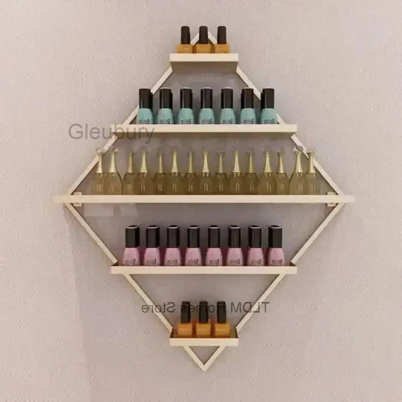 Set Nordic Golden Nail Polish Shelf Nail Shop Display Stand Wall Hanging 선반 Cosmetics Storage Shelf Nail Polish Holder