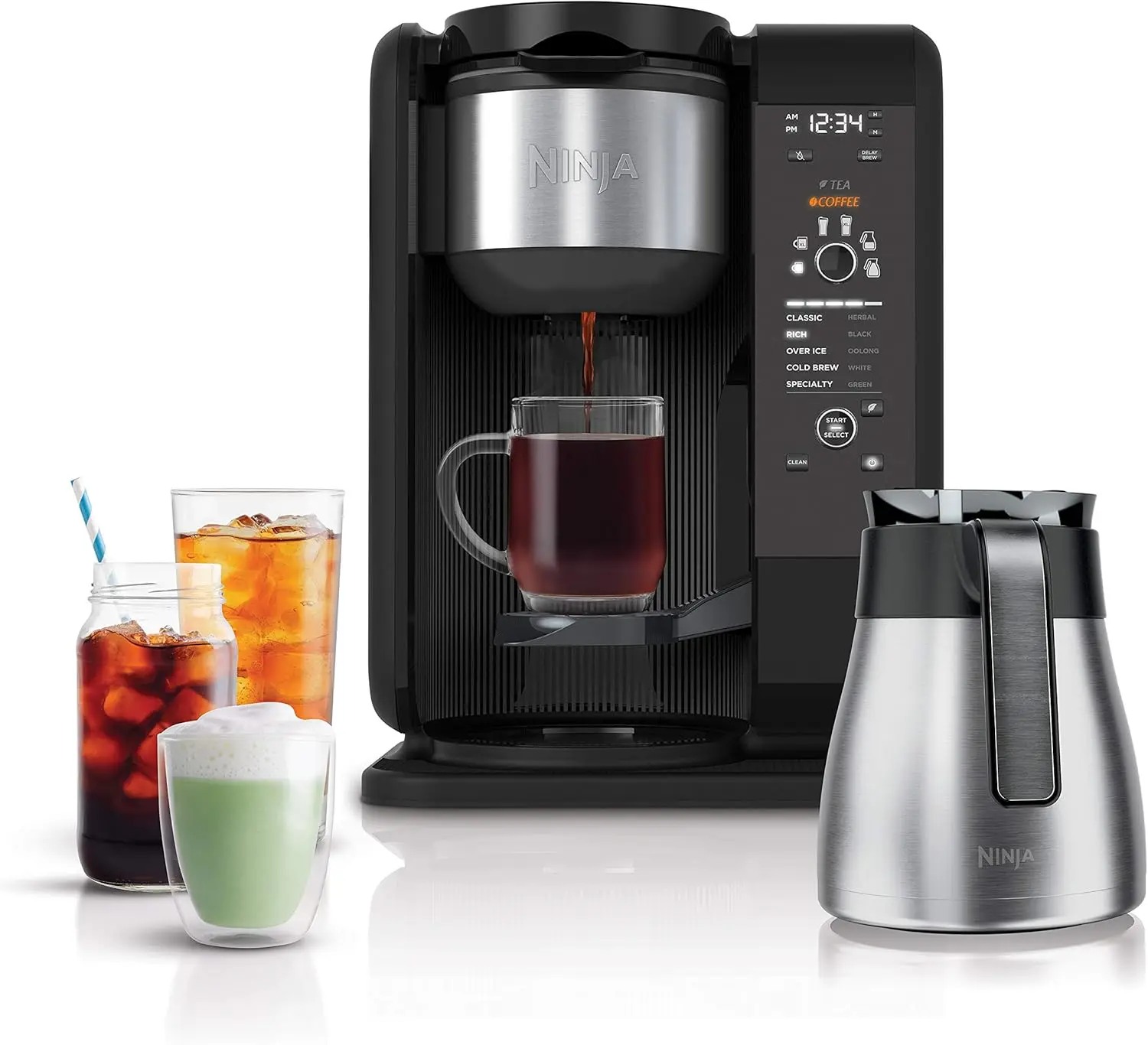 Hot and Cold Brewed System Tea & Coffee Maker with Auto-iQ 6 Sizes 5 Styles 5 Tea Settings 50 oz Thermal Carafe Frother