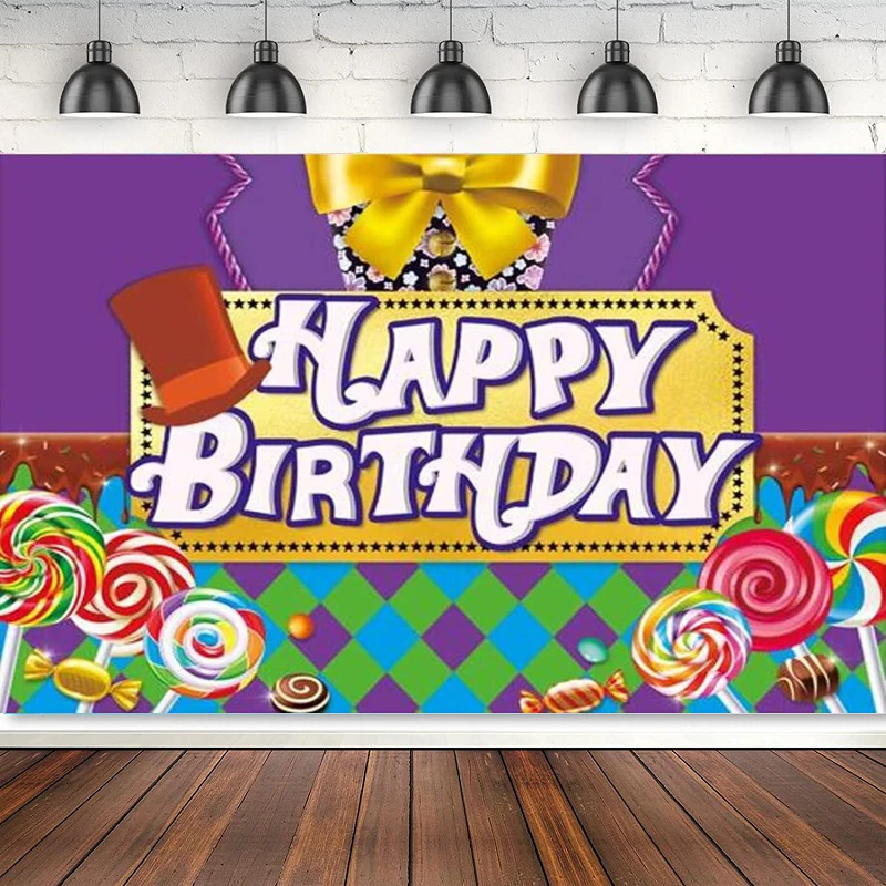 

Шоколадная фабрика фон для фотосъемки леденец Candyland Кошелек или жизнь детский декор для дня рождения фон баннер поставки