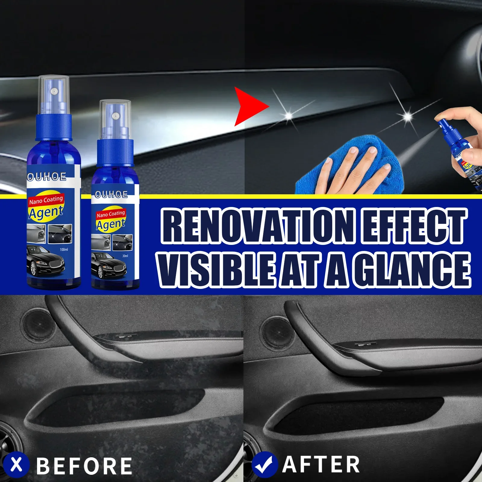 Car Plastic Interior Renovation Spray Body Removal Stain Polishing Repair Ceramic Quick Coating Maintenance Agent Auto Parts