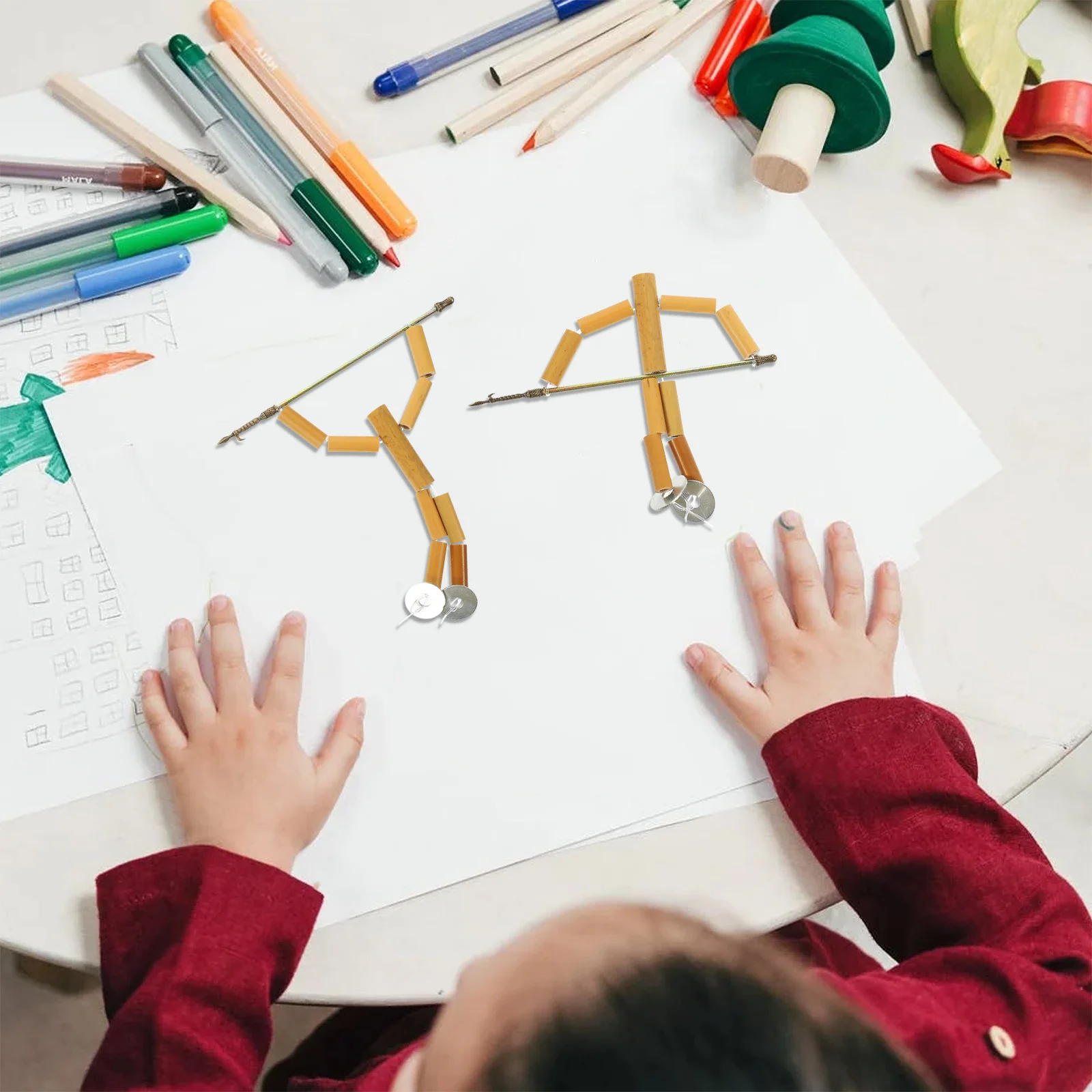 竹人形DIY素材セット2個入り 子供向け手作り用品 家族向け社交活動ギフト DIYキット 手作り人形キット