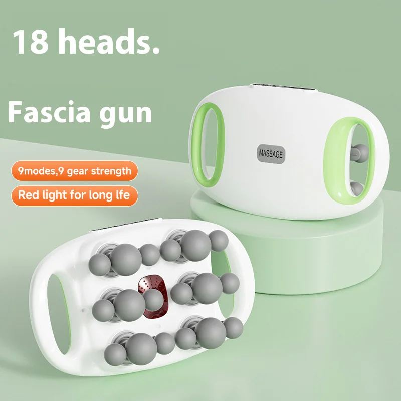 

Pro 18-Head Massage Gun, USB Rechargeable, 9 Speeds, Deep Tissue, Quiet, Full-Body Relief, 2000mAh Battery