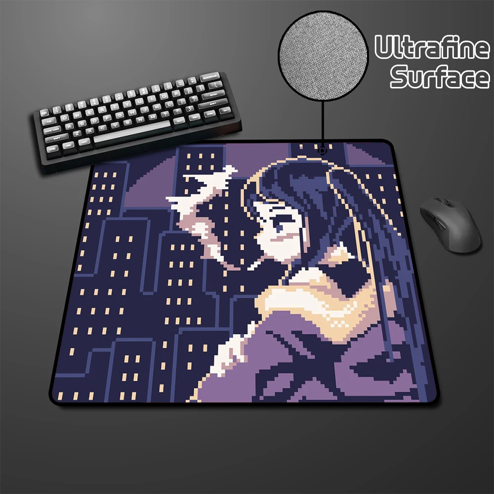 

45x40CM Pixel Girl Gaming Mousepad Ultrafine Surface High Elastic Non-slip Bottom Mouse Pad Gamer Locking Edge Premium Desk Mat