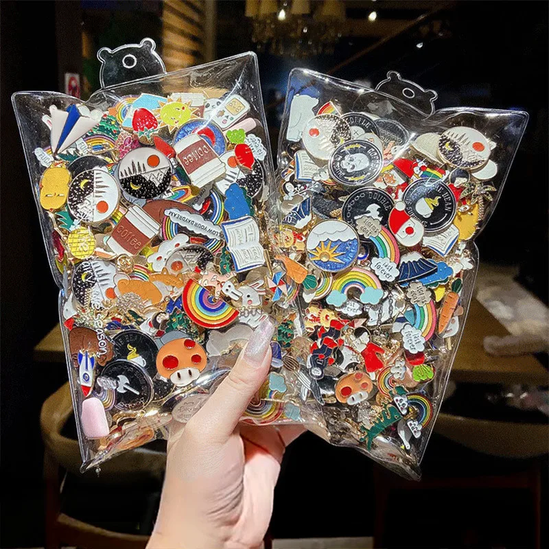 10-100Pcs Enamel Badges Pins Diversity Random Badges Personalized Fashion Pin Accessories Metal Pins Set For Cartoon Clothes Bag