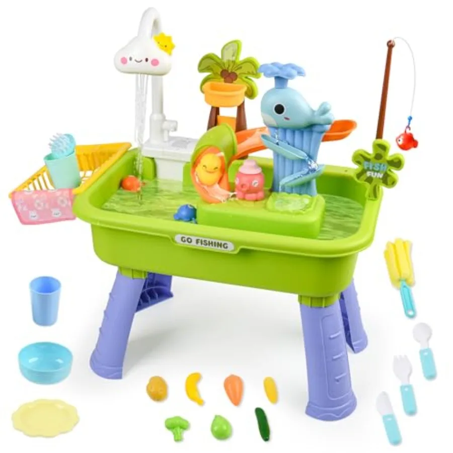 

Усовершенствованный детский столик для игр с песком и водой 2026 года с электрической помпой, краном и аксессуарами для игр с едой и рыбалкой