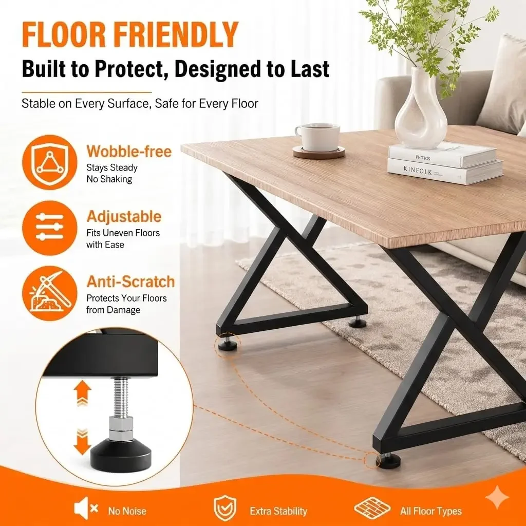 28x17.7 Metal Desk & Table Legs, Heavy Duty X-Frame, Set of 2 | 1000lbs Anti-Rust Matte Steel. M12 Wobble-Free Levelers. 10.5cm