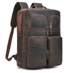 Extra Large Men's Leather Backpack Bag Big Capcity Travel Handbag Dual Use Cowhide Business Bagpack For Man Male Backpacks