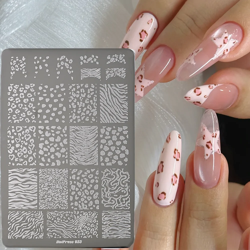 1 Stück Leopardenmuster Nagelstempelplatte Wildtier Zebramuster Nagelschablone Edelstahl Maniküre-Druckschablone 14,5x9,5cm – Detail 16