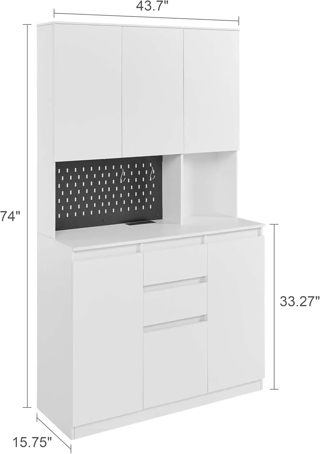 74” Pantry Cabinet with Power Outlet, Tall Kitchen Hutch Cabinet with Storage & Microwave Shelf, White Kitchen Pantry Storage Ca