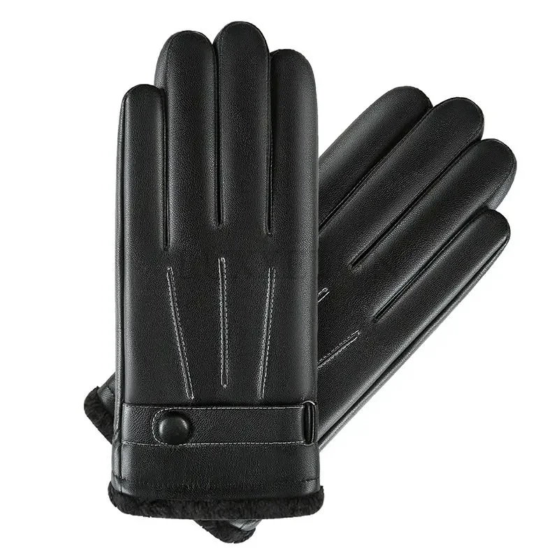 Men\'s Gloves Black Winter Mittens Keep Warm Touch Screen Windproof Driving Guantes Male Autumn Winter Business PU Leather Gloves