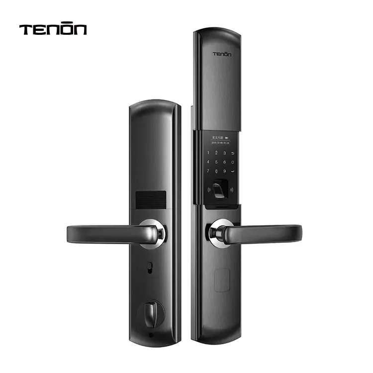 Tenon-cerradura de manija de puerta inteligente T109, resistente al agua, contraseña, sin llave, Digital, biométrico, huella dactilar, fina