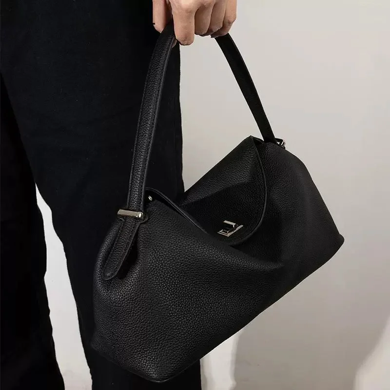 

Girlfeel Vintage Leather Handbag Top Layer Cowhide Tote oulder Crossbody Bag Commuter Soft Zipper Closure Women's Bag