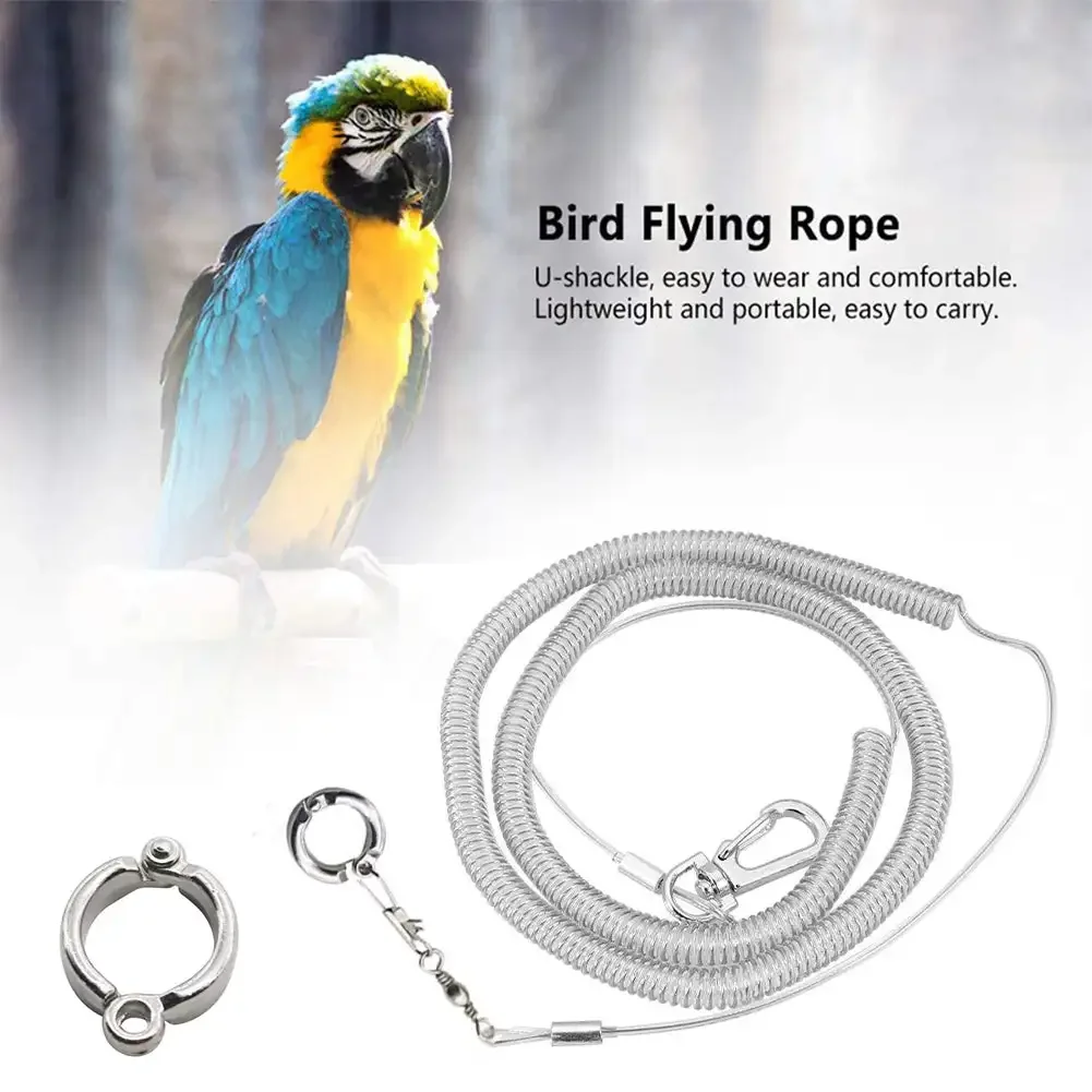 3M/5M Parrot Bird Flying Training Leash Ultra-light Flexible Rope Anti-bite with Leg Ring Harness Bird Training Rope Outdoor