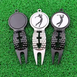 Pitchgabel und Ballmarker, Zinklegierung, Ballmarker, Pitchgabel-Reparaturwerkzeug, tragbar, rostfrei, robust, Golf-Zubehör für die Reinigung