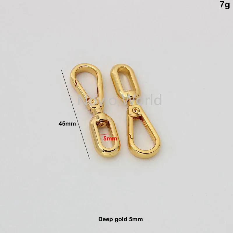 10-50pcs deep gold 45*5mm 63*5mm 1/4'' new arrive double head snap hook for butterfly purse keychain accessories swivel clasp